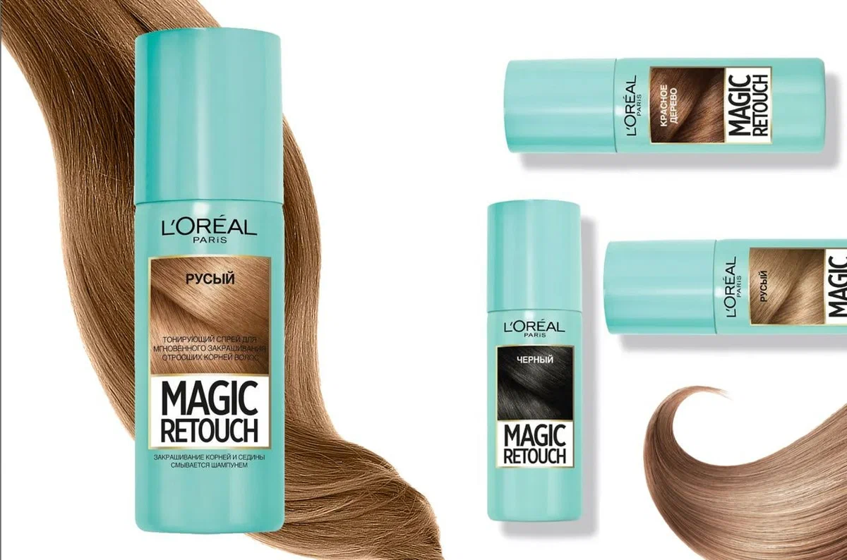 Спрей лореаль русый. Лореаль Magic Retouch палитра. Спрей l'Oreal Paris Magic Retouch. Лореаль каштановый спрей. L'Oreal Magic Retouch краска для волос.